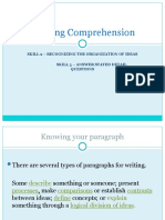 Reading Comprehension: Skill 2 - Recognizing The Organization of Ideas Skill 3 - Answer Stated Detail Questions