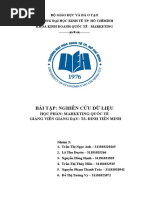 BàI Tập: Nghiên Cứu Dữ Liệu: Học Phần: Marketing QuốC Tế GiảNg Viên GiảNg DạY: Ts. Đinh Tiên Minh