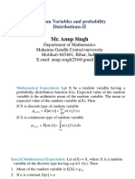 Random Variables and Probability Distributions-II: Mr. Anup Singh