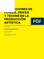 Zambrano, Las Nociones de Poiesis, Praxis y Techné en La Producción Artística