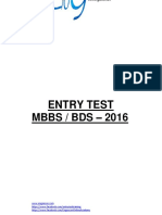 Entry Test Mbbs / Bds - 2016