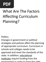 Factors Affecting Curriculum Planning