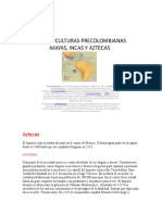 Cuadro Comparativo Entre Mayas, Aztecas e Incas