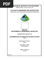 Lab Report 2 - Determination of Dissolved Oxygen - Pangilinan