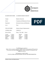 Database Design and Implementation Exam December 2006 - UK University BSC Final Year