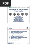 Introduction To Interferometric Optical Testing