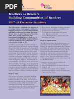 Teachers As Readers: Building Communities of Readers: 2007-08 Executive Summary