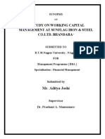 A Study On Working Capital Management at Sunflag Iron & Steel Co - Ltd. Bhandara