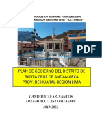 Plan de Gobierno Del Distrito de Santa Cruz de Andamarca Prov. de Huaral-Region Lima