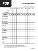 Forklift Pre-Shift Inspection Checklist Forklift ID: Monday Tuesday Wednesday Thursday Friday Saturday Sunday