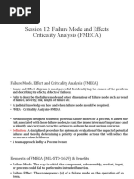 Session 12: Failure Mode and Effects Criticality Analysis (FMECA)