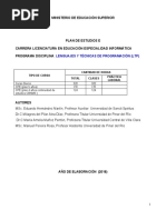 Disciplina LTP Plan E Iducación Informática