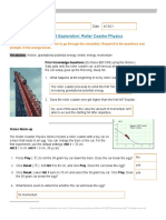 Student Exploration: Roller Coaster Physics