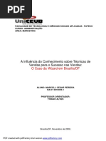 A Influência Do Conhecimento Sobre Técnicas de Vendas para o Sucesso Nas Vendas