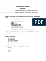 Introduction To Computing:: Dead Line For Assignment Submission: 2 November 2018 11:55pm