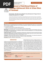 Assessment of Nutritional Status of Teenage Adolescent Girls in Urban Slum of Varanasi