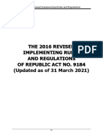 Updated 2016 IRR - 31 March 2021