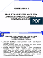 Pertemuan 2: Spap, Etika Profesi, Kode Etik Akuntan, Standar Auditing & Kewajiban Hukum