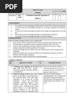 Lecture Plan - Petroleum Production Operations-II