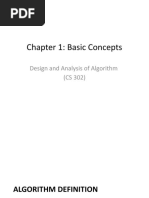 Chapter 1: Basic Concepts: Design and Analysis of Algorithm (CS 302)