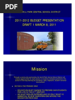 2011 - 2012 Budget Presentation DRAFT 1 MARCH 8, 2011