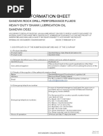 Safety Information Sheet: Sandvik Rock Drill Performance Fluids Heavy-Duty Shank Lubrication Oil Sandvik Os32