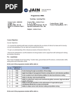 Programme: MBA: Teaching - Learning Plan