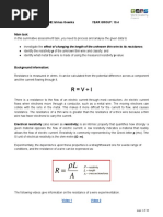 Ishnaa G10 MYP 5 Sciences - Criteria B and C Summative Assessment (Resistance in A Wire)