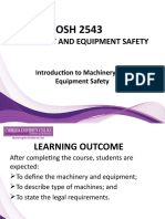 Topic 1 Introduction To Machinery and Equipment Safety