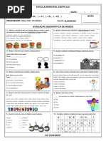 Avaliação Diagnóstica de Inglês - 6º Ano