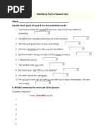 Identifying Parts of Speech Quiz