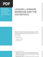 Cultural, Social and Political Institution S: Lesson 1: Kinship, Marriage and The Household