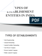 Types of Establishment