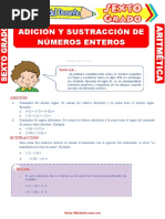 Adición y Sustracción de Números Enteros para Sexto Grado de Primaria