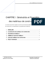 Cours de Matériaux de Construction - 2e Année LMD Génie Civil 1 - Chapitre 1 - Généralités