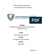 Resumen. Panorama de Salud en México y Problemática Nacional de Salud