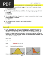 Exercises A: For Each Statement, State The Null and Alternative Hypotheses