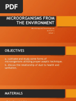 Microorganisms From The Environment: Microbiology and Parasitology Lab Activity 6 Group 1