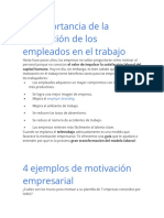 La Importancia de La Motivación de Los Empleados en El Trabajo