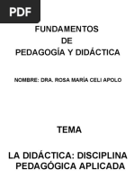 La Didáctica Disciplina Pedagógica Aplicada