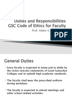 Duties and Responsibilities GSC Code of Ethics For Faculty: Prof. Alden V. de Guzman