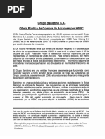 Grupo Banistmo S.A. Oferta Pública de Compra de Acciones Por HSBC