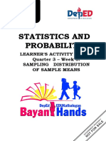 Statistics and Probability: Learner'S Activity Sheet Quarter 3 - Week 5: Sampling Distribution of Sample Means