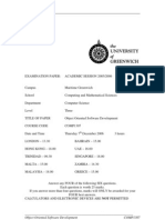 Sample of Object Oriented Software Development Exam (Dec 2006) - UK University BSC Final Year