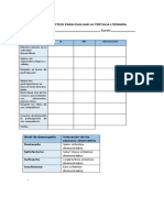 Lista de Cotejo para Tertulia Literaria