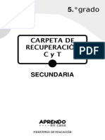 CARPETA de RECUPERACION Experiencias de Aprendizaje C y T 5to Grado