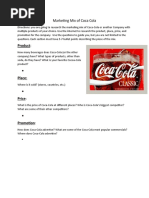 Marketing Mix of Coca Cola: Product