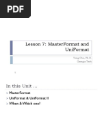 Lesson 7: Masterformat and Uniformat: Yong Cho, Ph.D. Georgia Tech