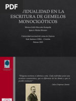 Individualidad en La Escritura de Gemelos Monocigóticos