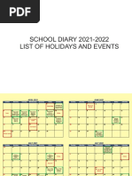 SCHOOL DIARY 2021-2022 List of Holidays and Events